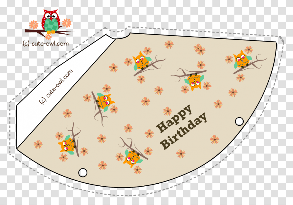 Download Birthday Party Hat Featuring Cute Orange Owl Illustration, Rug, Graphics, Text, Bird Transparent Png