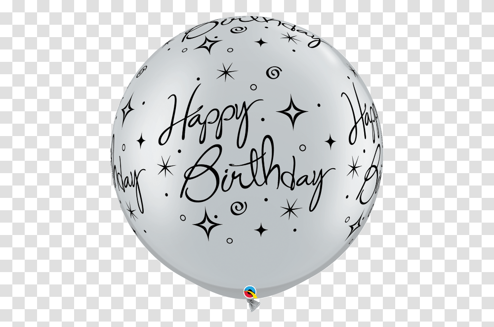 Download Birthday Sparkles Swirls A Round Silver V Happy Birthday Ballons Silber, Text, Handwriting, Calligraphy, Sphere Transparent Png