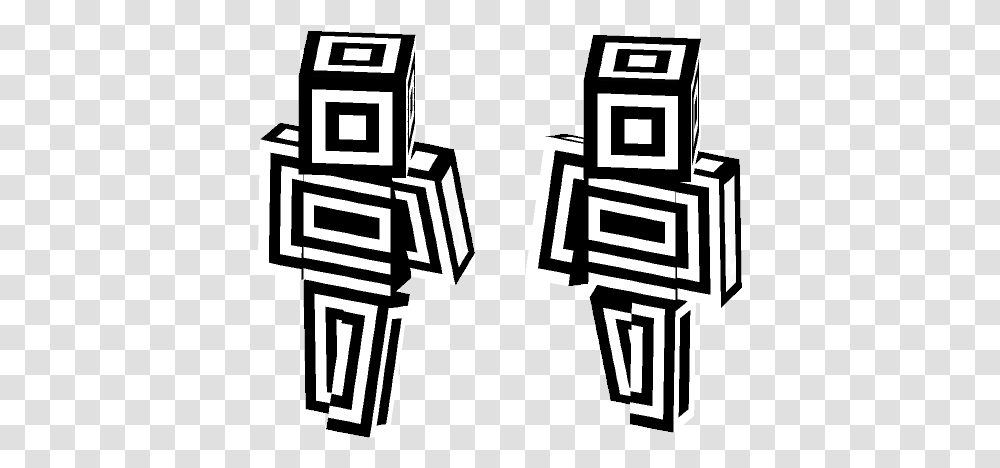 Download Black And White Lines Minecraft Skin For Free Minecraft, Stencil, Text, Symbol, Robot Transparent Png