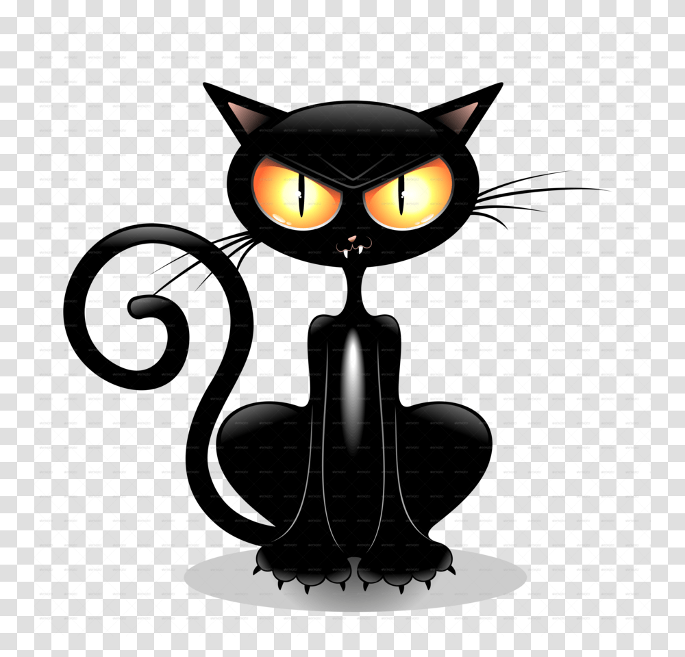 Download Black Cat Cartoon Clipart Cat Kitten Clip Art Cat, Furniture, Chair, Lamp, Light Transparent Png