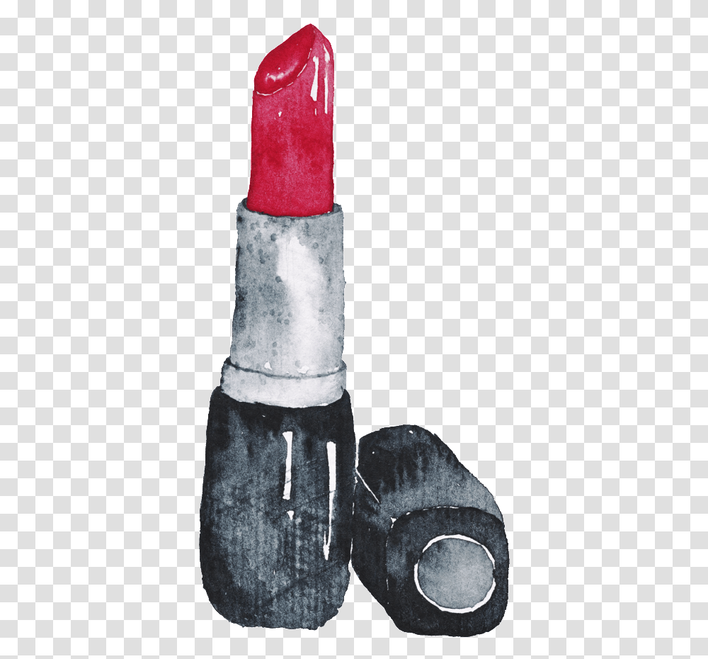 Download Black Hand Painted Lipstick Fashion Paris Cartoon Watercolor Paint, Cosmetics Transparent Png