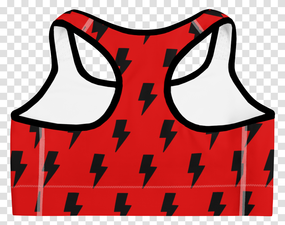 Download Black Red Lightning Bolts Sports Checkered Bra, Bib Transparent Png