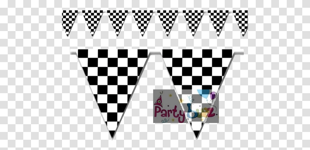 Download Black & White Checkered Pennant Banner Race Car Banderas De Cuadros Blanco Y Negro, Triangle, Chess, Game Transparent Png
