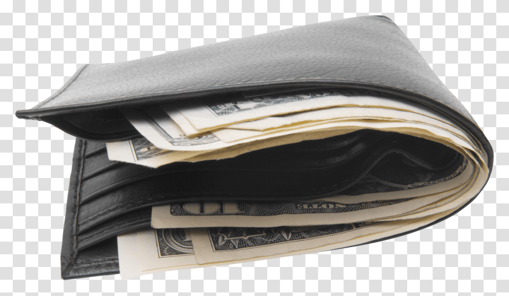 Download Black Wallet With Money Wallet With Money, Text, Hat, Clothing, Apparel Transparent Png