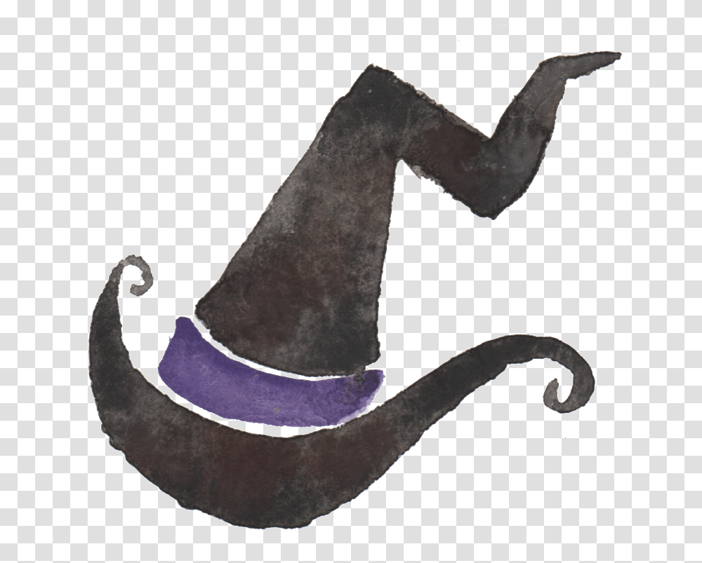 Download Black Watercolor Hand Painted Witch Hat, Axe, Tool, Smoke Pipe Transparent Png
