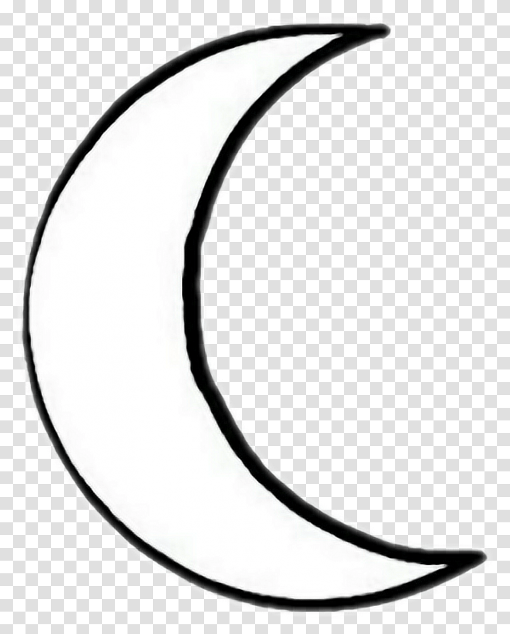 Download Black White Blackandwhite Arifreetoedit Crescent Moon Drawing Background, Plant, Text, Horseshoe, Symbol Transparent Png