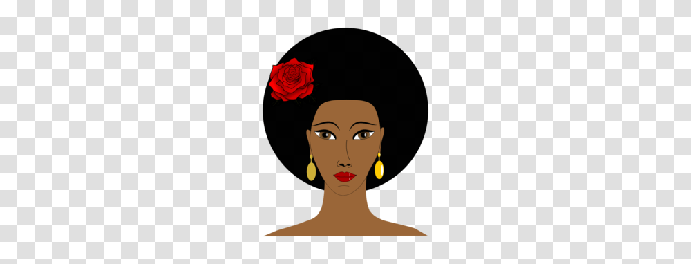 Download Black Woman Icon Clipart Black Afro Clip Art Black, Face, Rose, Flower, Plant Transparent Png