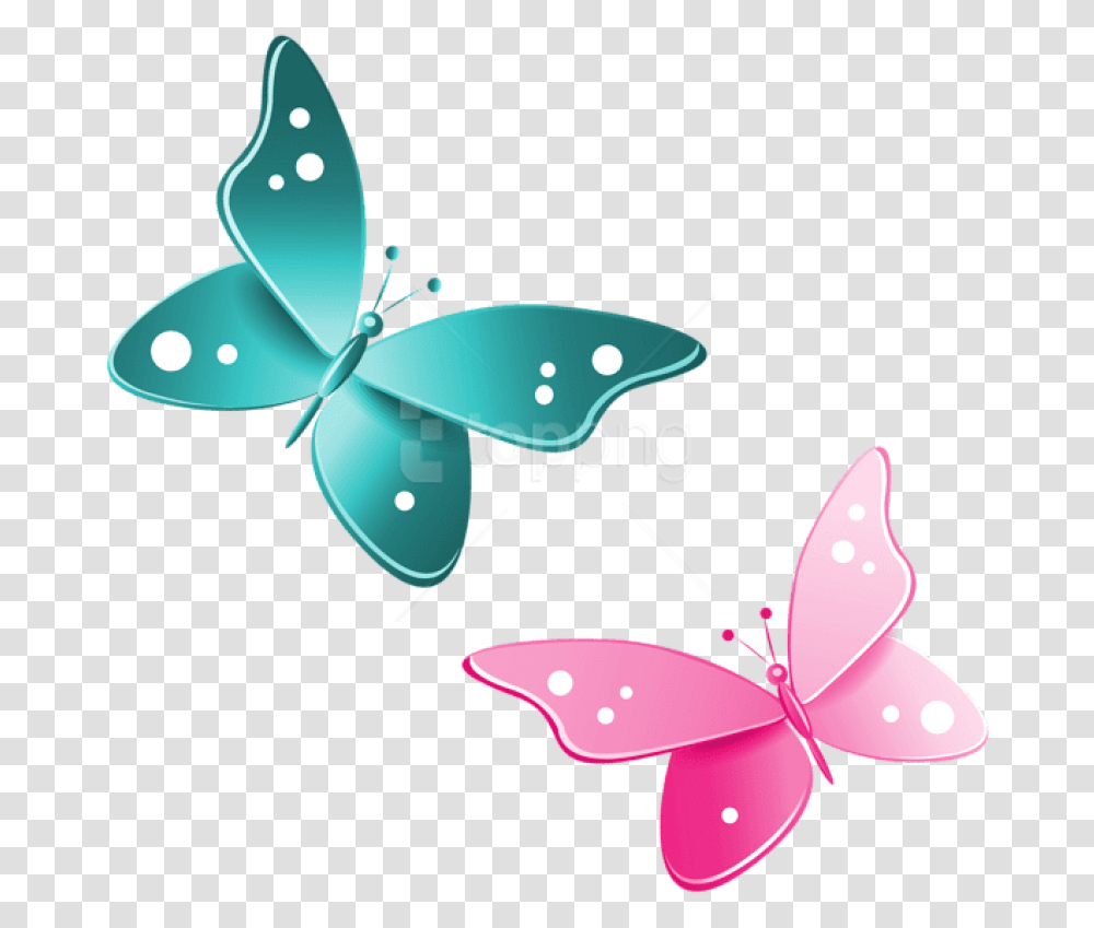 Download Blue And Pink Butterflies Clipart Photo Pink Butterfly Clipart, Floral Design, Pattern, Ceiling Fan Transparent Png