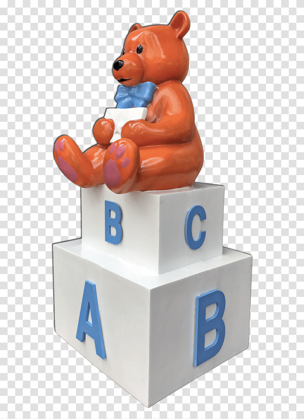 Download Blue Baby Block Teddy Bear Animal Figure Hd Birthday Cake, Dessert, Food, Text, Icing Transparent Png