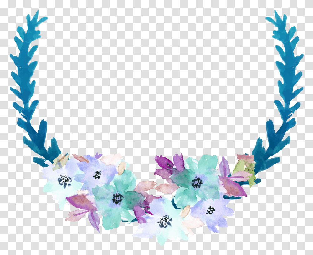 Download Blue Clip Art Watercolor Flower Frame Full Background Flower Watercolor, Graphics, Floral Design, Pattern, Plant Transparent Png