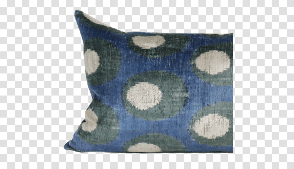 Download Blue Dot Velvet Ikat Cushion, Pillow, Rug, Sock, Shoe Transparent Png