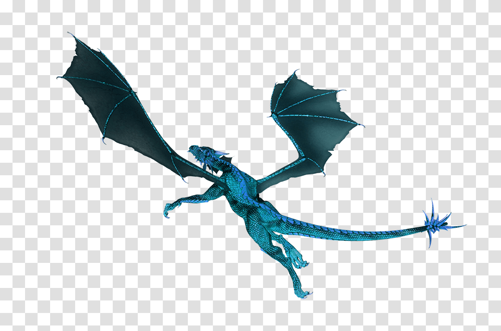 Download Blue Flying Dragon Clipart Animated Flying Dragon, Animal, Sea Life, Paper, Kite Transparent Png