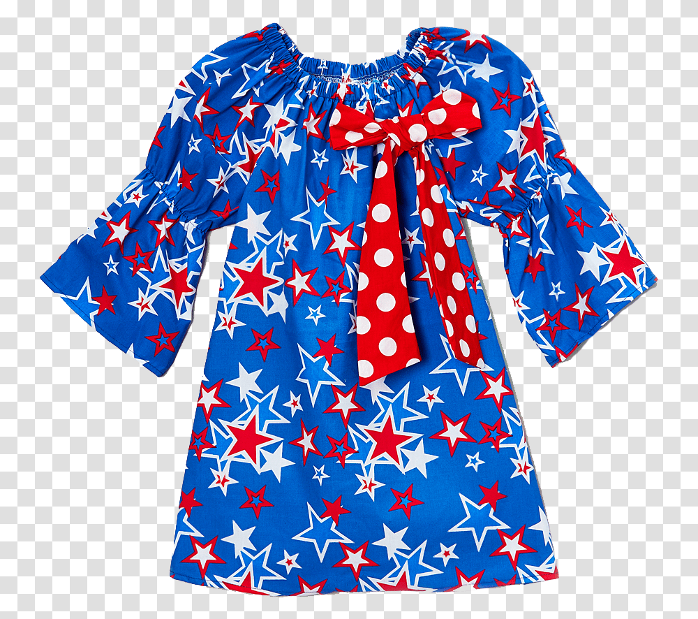 Download Blue Stars 4th Of July Shift Dress Hd Pattern, Clothing, Apparel, Coat, Blouse Transparent Png