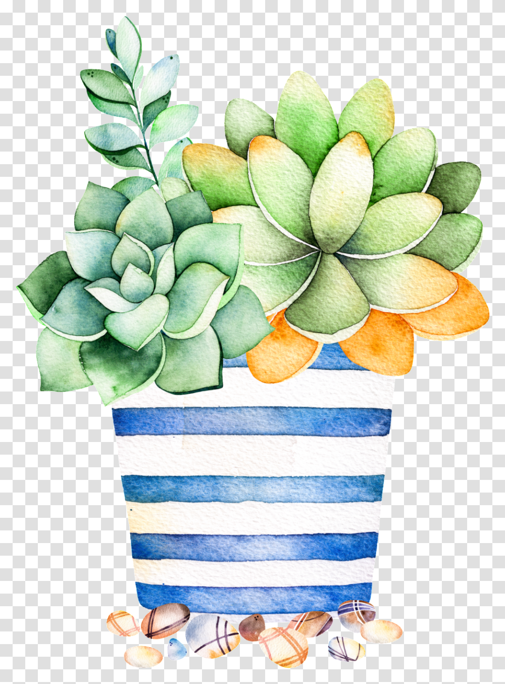 Download Blue Striped Flower Pot Pot Flower Cartoon, Plant, Pattern, Ornament, Rug Transparent Png