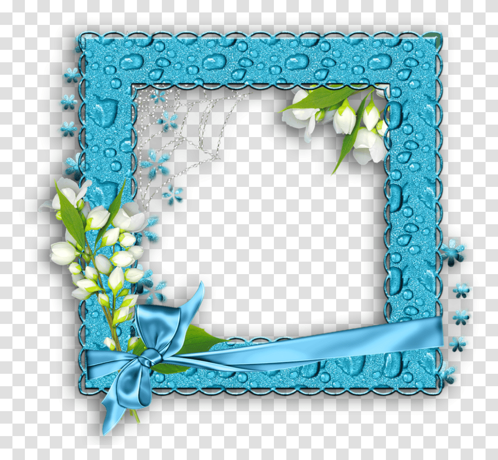 Download Blue Water Photo Frame Blue Wedding Frame, Floral Design, Pattern, Graphics, Art Transparent Png