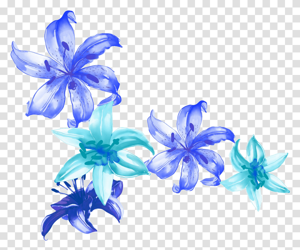 Download Blue Watercolor Painting Petal Purple Blue Watercolor Flower, Plant, Blossom, Iris, Agapanthus Transparent Png