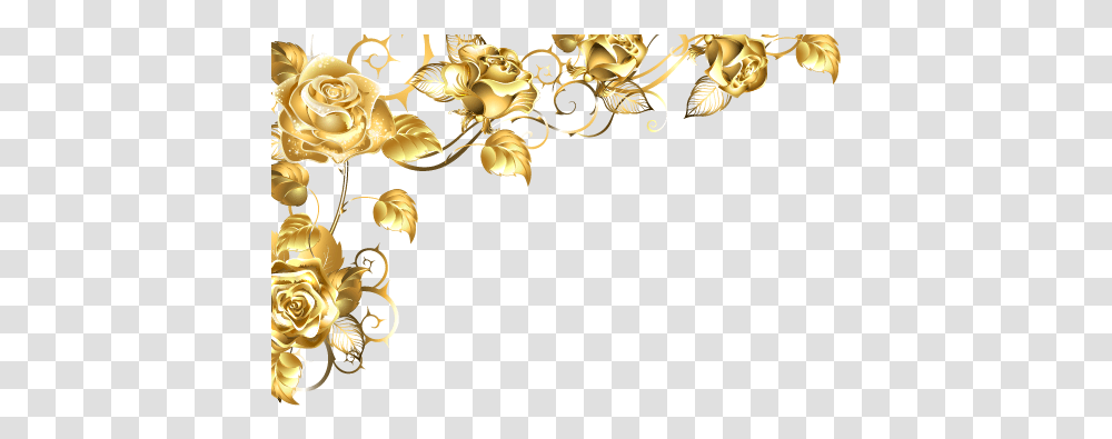 Download Border Flowers Gold Flower Border, Floral Design, Pattern, Graphics, Art Transparent Png