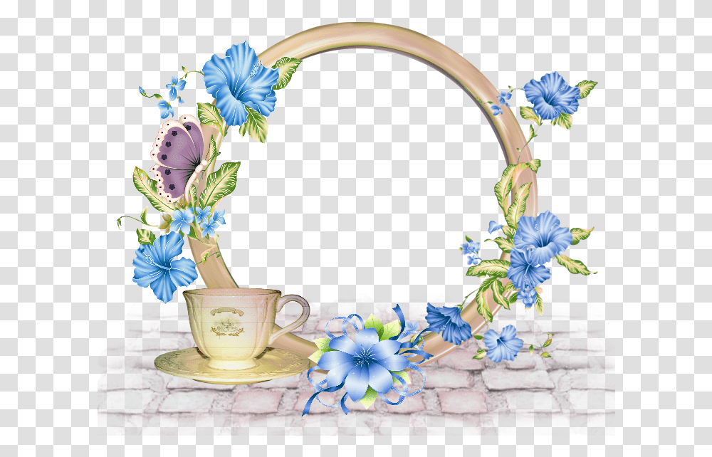 Download Borders And Frames Blue Flowers High Quality Star Bright Angels Good Morning, Pottery, Saucer, Floral Design, Pattern Transparent Png