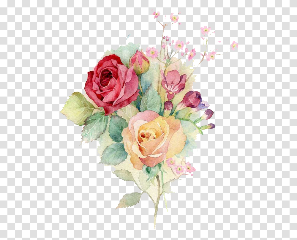Download Bouquet Vector Watercolor Clipart Watercolor Painting Of Roses, Graphics, Floral Design, Pattern, Plant Transparent Png