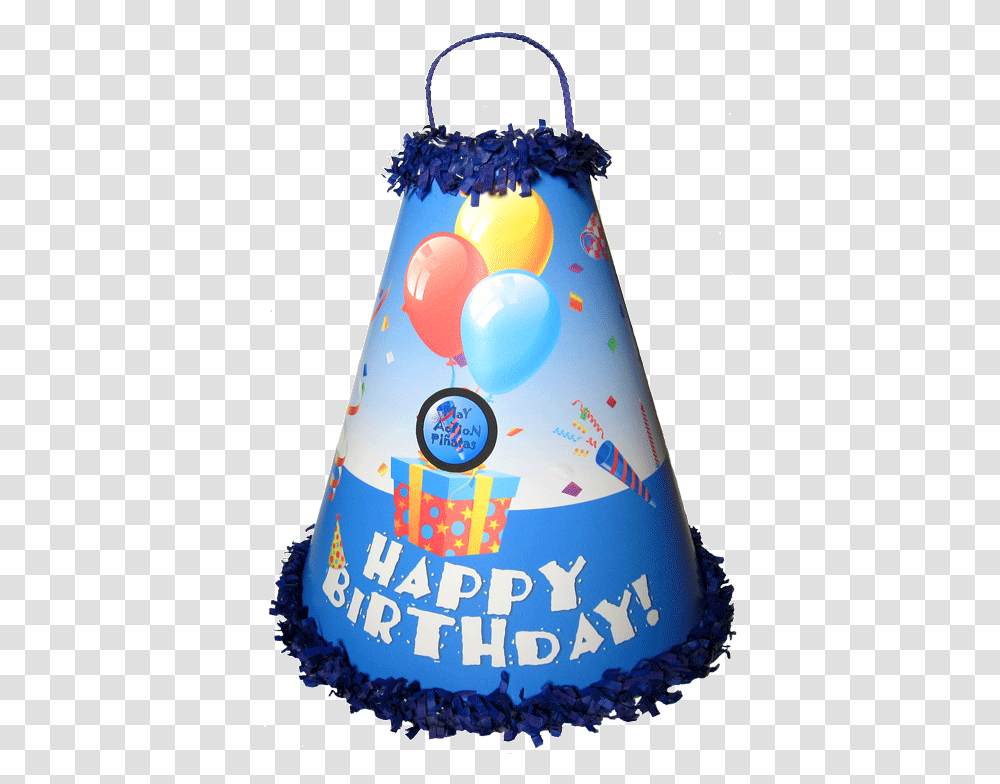 Download Boys Birthday Blue Pinata Birthday Cake Image Birthday Cake, Clothing, Apparel, Party Hat, Dessert Transparent Png