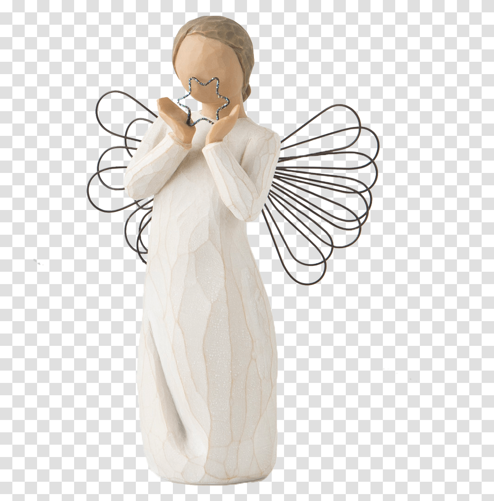 Download Bright Star Angel Figurine Willow Tree Bright Star, Art, Person, Human, Clothing Transparent Png