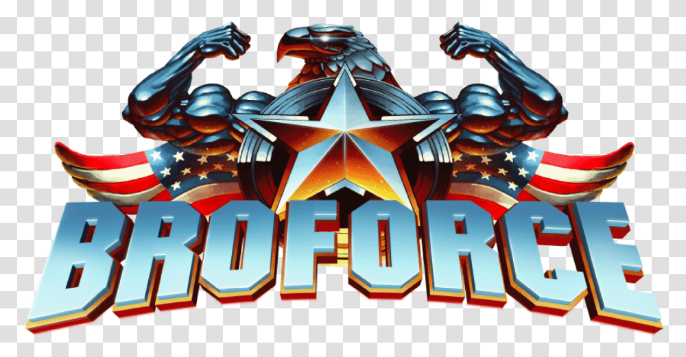Download Broforce Logo Brand Game Linux Hd Hq Logo Broforce, Toy, Symbol, Star Symbol, Art Transparent Png