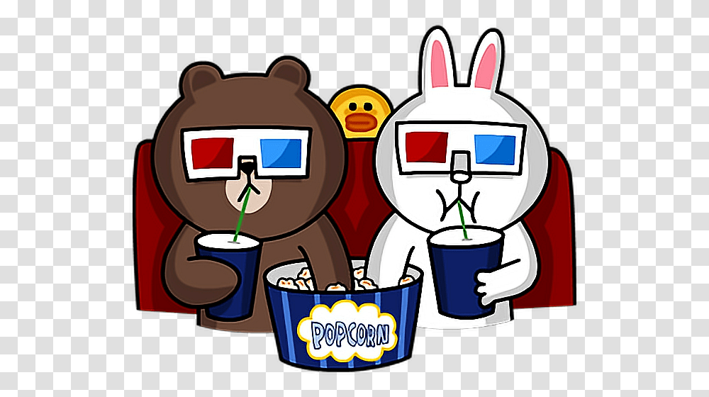 Download Brown Farm Sticker Bear Line Friends Clipart Brown And Cony Movie, Crowd, Text, Coffee Cup, Graphics Transparent Png