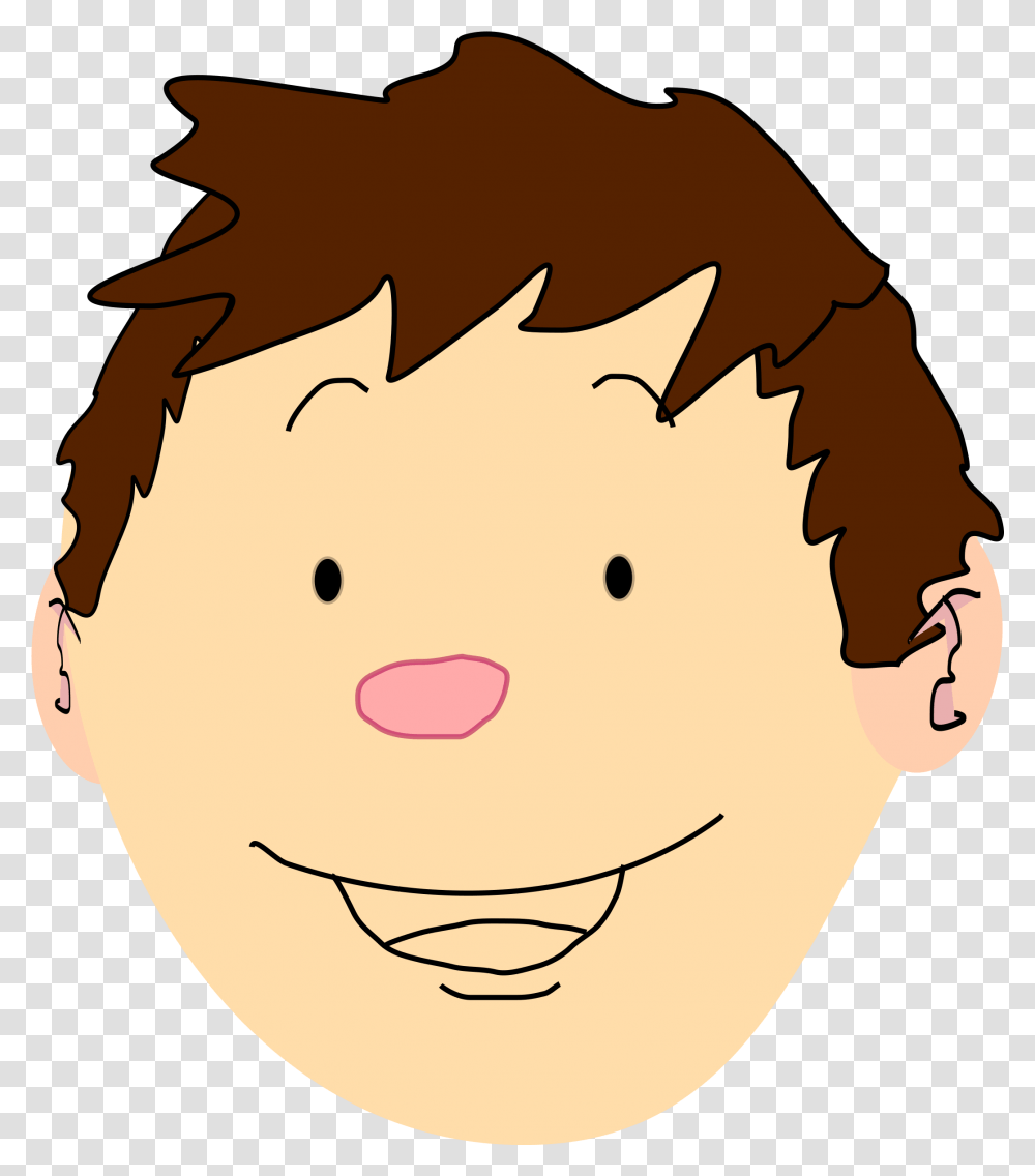 Download Brown Hair Clipart Boy Head Head Face Clipart, Person, Leaf, Plant, Snowman Transparent Png