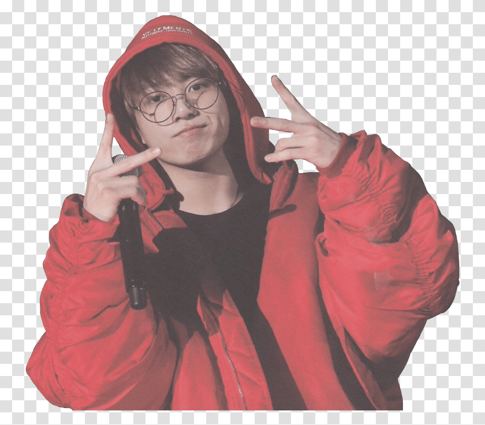 Download Bts Btsjungkook Jeonjungkook Jungkook In A Red Hoodie, Clothing, Sleeve, Person, Long Sleeve Transparent Png