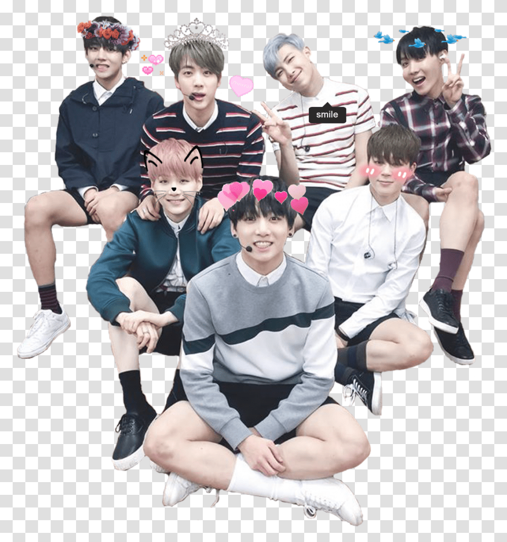 Download Bts Family People Mobile Phones Sticker Hq Bts, Performer, Person, Shoe, Clothing Transparent Png