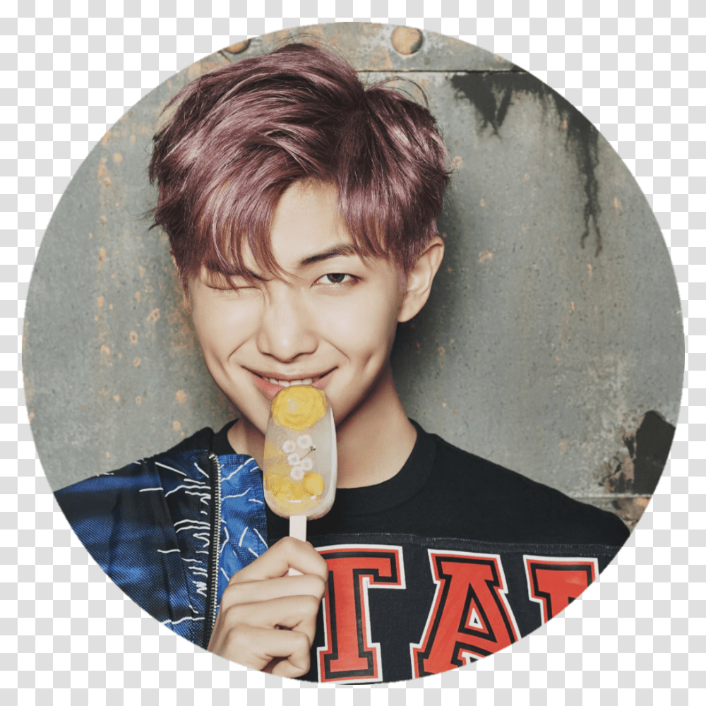 Download Bts Ynwa Wings Bangtanboys Namjoon With Purple Hair, Person, Sweets, Food, Disk Transparent Png