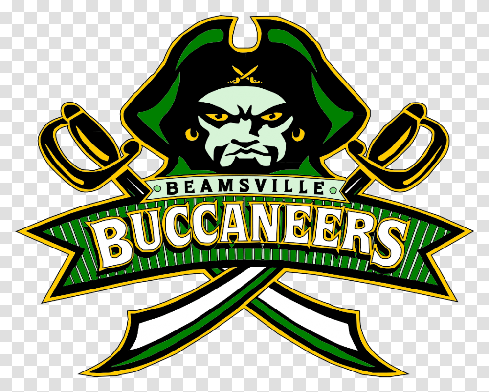 Download Buccaneers Logo Beamsville District Secondary School Logo, Text, Alphabet, Leisure Activities, Cat Transparent Png