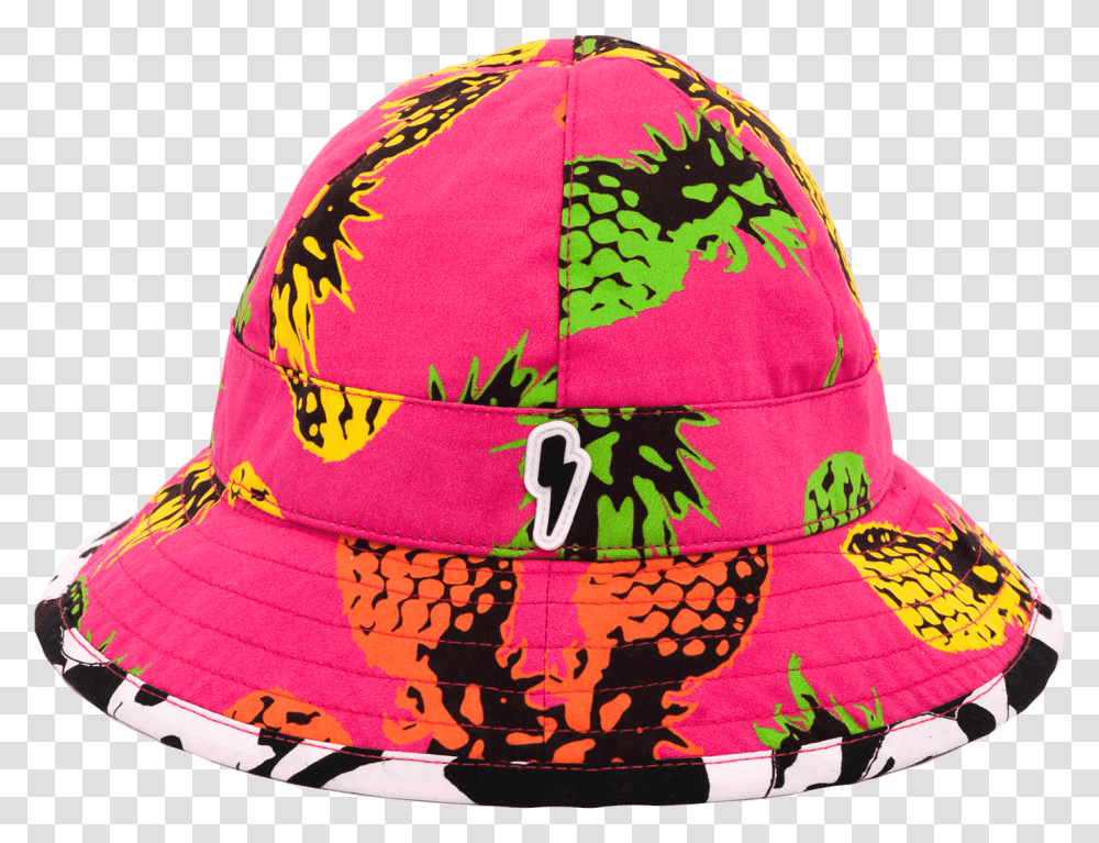 Download Bucket Baby Hat In Tropical Pineapple Print By Baseball Cap, Clothing, Apparel, Sun Hat Transparent Png