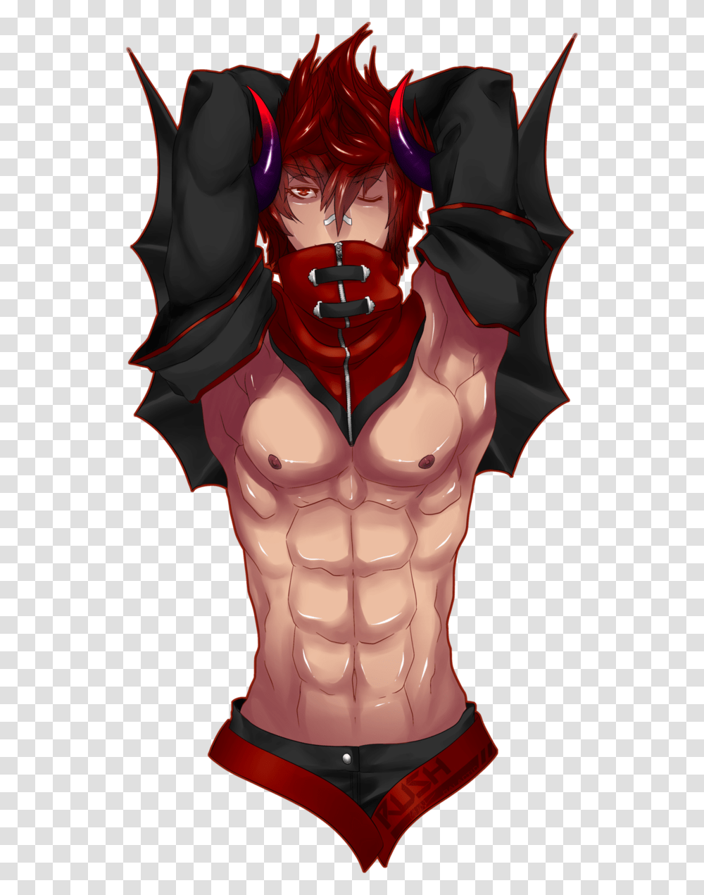 Download Buff 2 By Galactic Rush Anime Muscular Male Abs Anime Boy With Abs, Torso, Cape, Clothing, Apparel Transparent Png