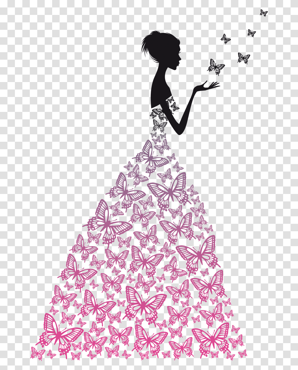 Download Butterfly Silhouette Photography Figures Dress, Ornament, Tree, Plant, Accessories Transparent Png