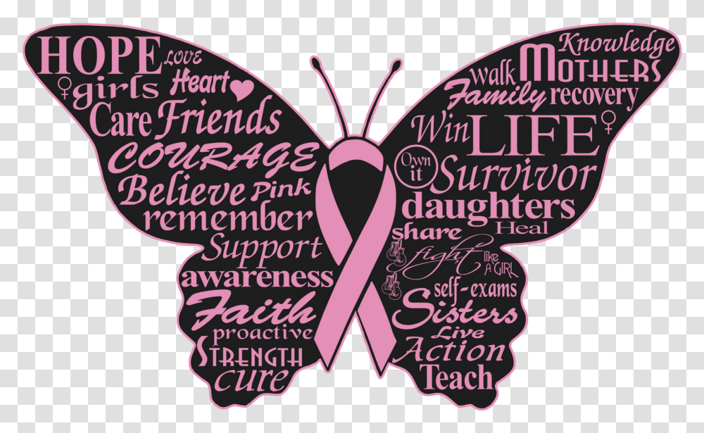 Download Butterfly Svg Cancer Ribbon Breast Cancer Cancer Quotes, Poster, Advertisement, Text, Label Transparent Png