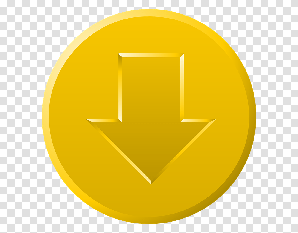 Download Button Gold Golden Yellow Arrow Down Boto De Ouro, Coin, Money, Logo Transparent Png