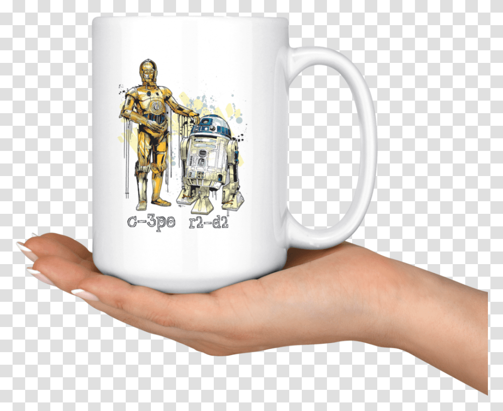 Download C3po And R2d2 Watercolor Mug Star Wars Mug 19th Wedding Anniversary, Coffee Cup, Person, Human, Stein Transparent Png