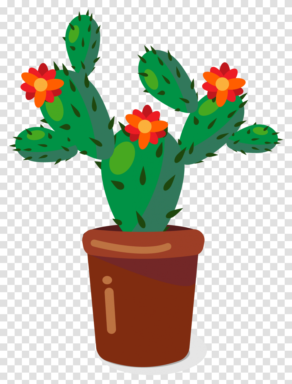 Download Cactaceae Plant Flowerpot Flower Pot Cartoon Cactus Clipart Transparent Png