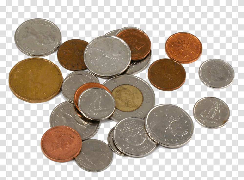 Download Canadian Coin Pile 1 Canadian And American Coins Pile Of Canadian Coins, Nickel, Money, Dime Transparent Png