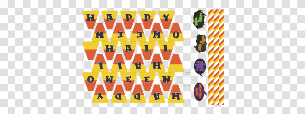 Download Candy Corn 'happy Halloween' Banner Fabric By Vertical, Text, Alphabet, Outdoors, Car Transparent Png