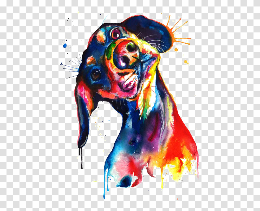 Download Canvas Watercolor Print Puppy Painting Dachshund Colorful Dachshund Art, Graphics, Modern Art, Doodle, Drawing Transparent Png