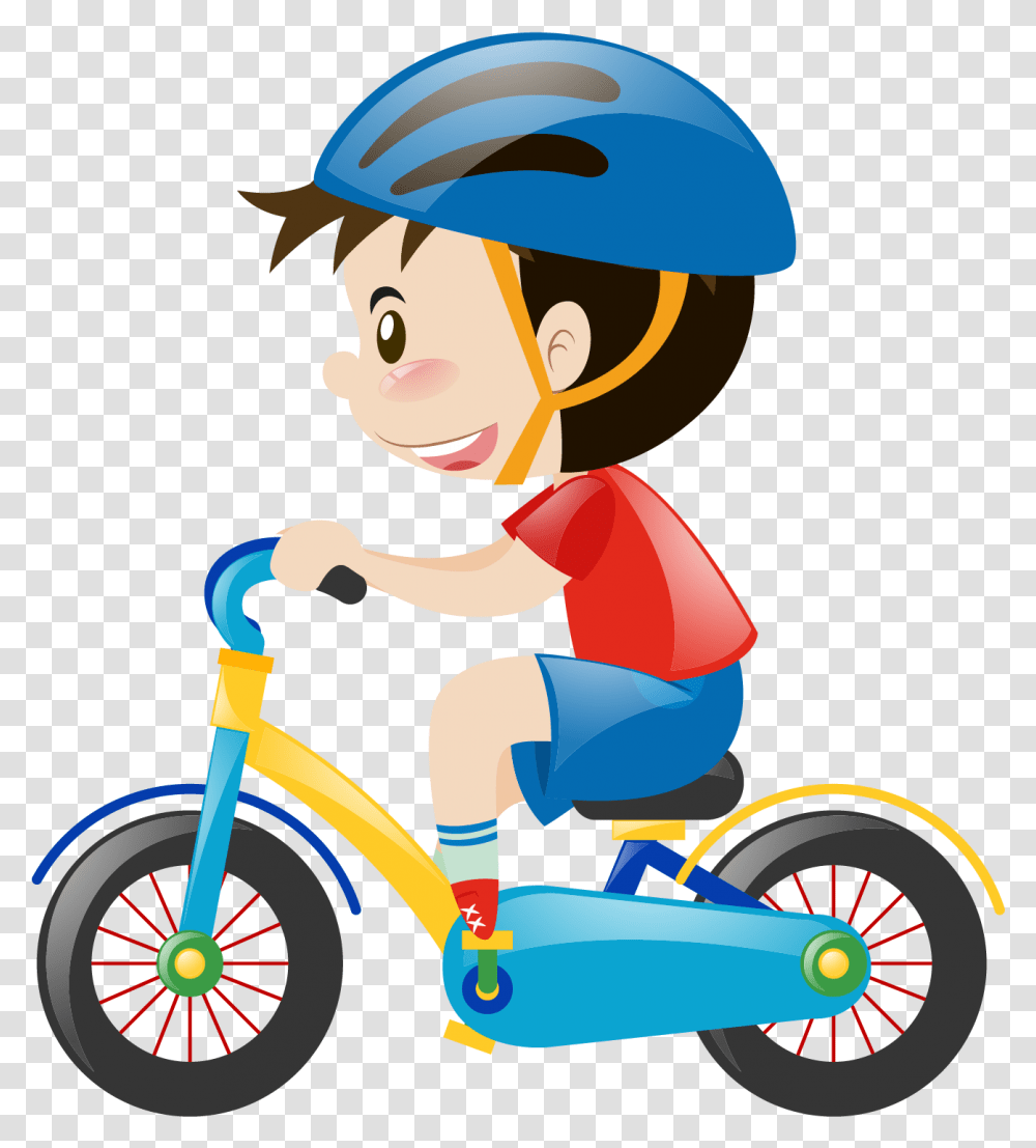 Download Car Cartoon Child Hd Clipart Free En Bicicleta Con Casco, Bmx, Bicycle, Vehicle, Transportation Transparent Png