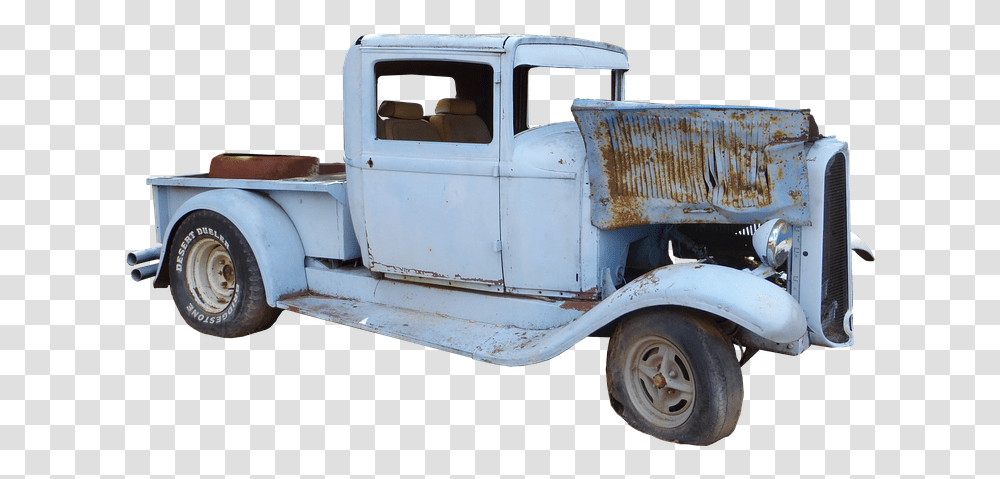Download Car Former Old Automobile Old Pickup Truck, Vehicle, Transportation, Tire, Hot Rod Transparent Png