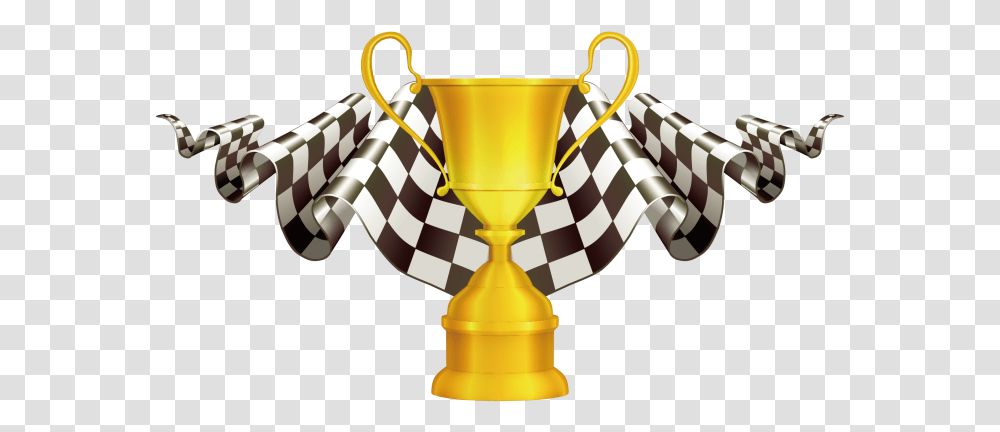 Download Car Racing Trophy And Flag Image Free Piston Cup, Gold, Lighting Transparent Png