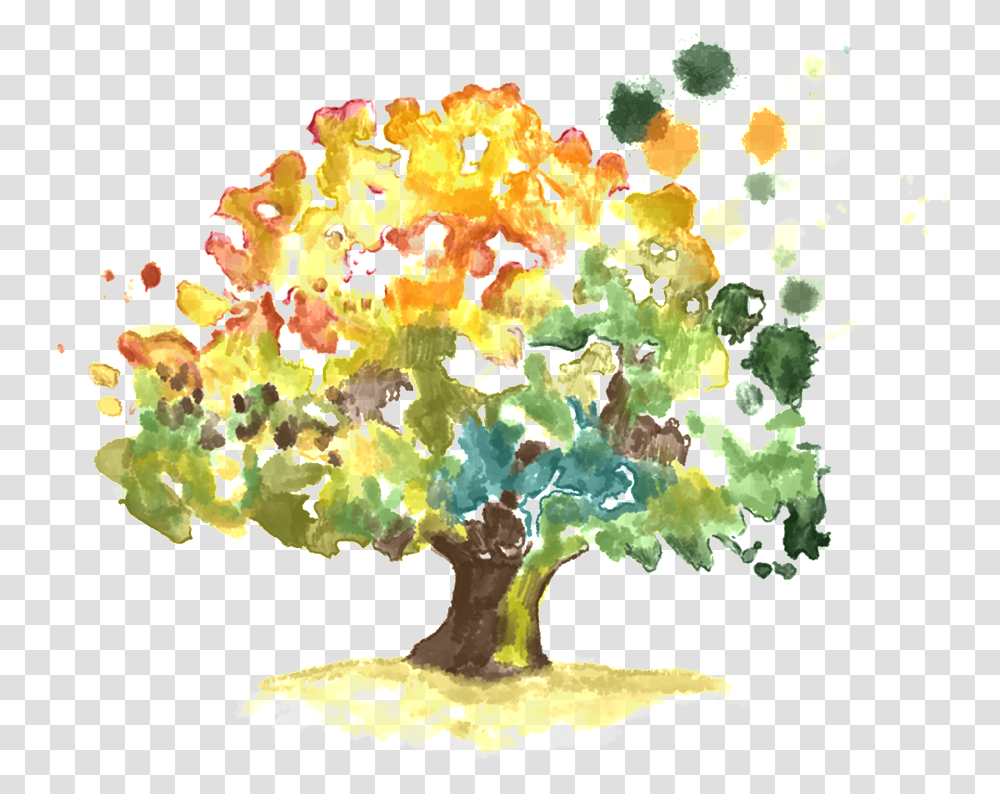 Download Cartoon Hand Painted Hd Beautiful Creative Tree Beautiful Cartoon Tree, Graphics, Map, Diagram, Plot Transparent Png