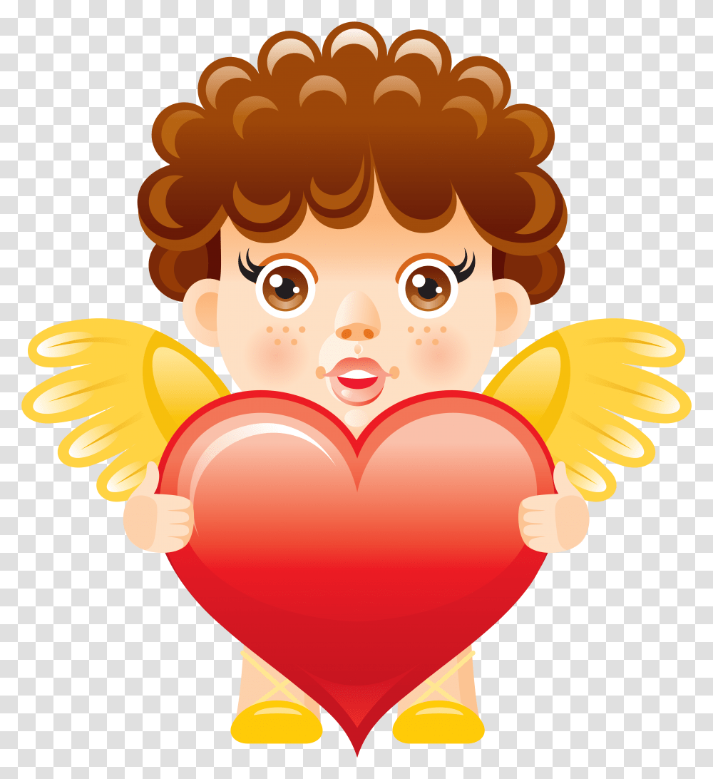 Download Cartoon Heart Uokplrs Angel With Heart Clipart, Cupid, Hair Transparent Png