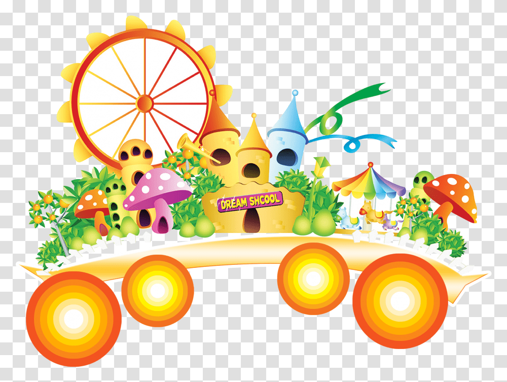 Download Castle Animation Park Cartoon Free, Graphics, Crowd, Carnival, Birthday Cake Transparent Png
