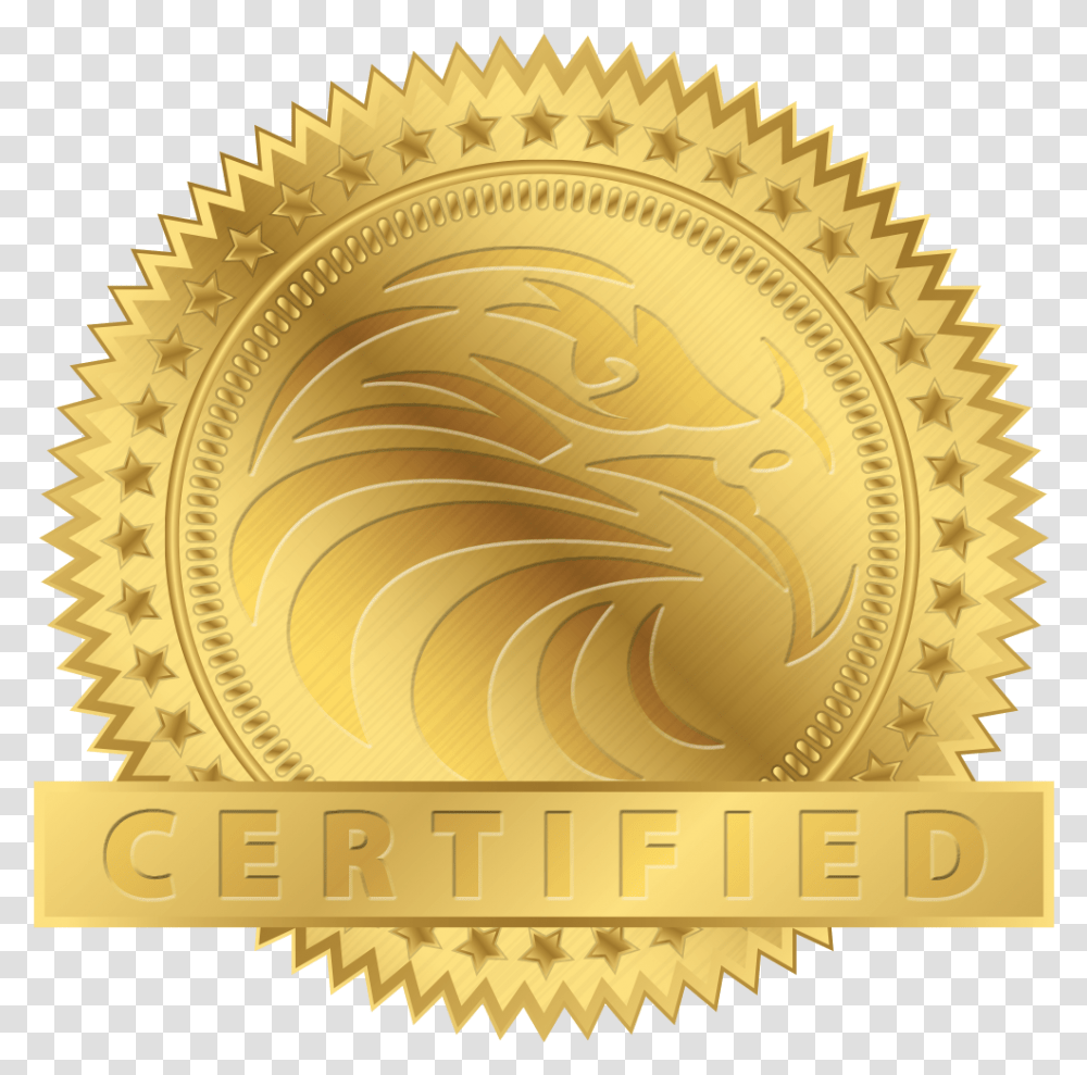 Download Certificate Seal Som Info Certified Gold Seal Cope Certified Health Coach Optavia, Gold Medal, Trophy, Rug Transparent Png