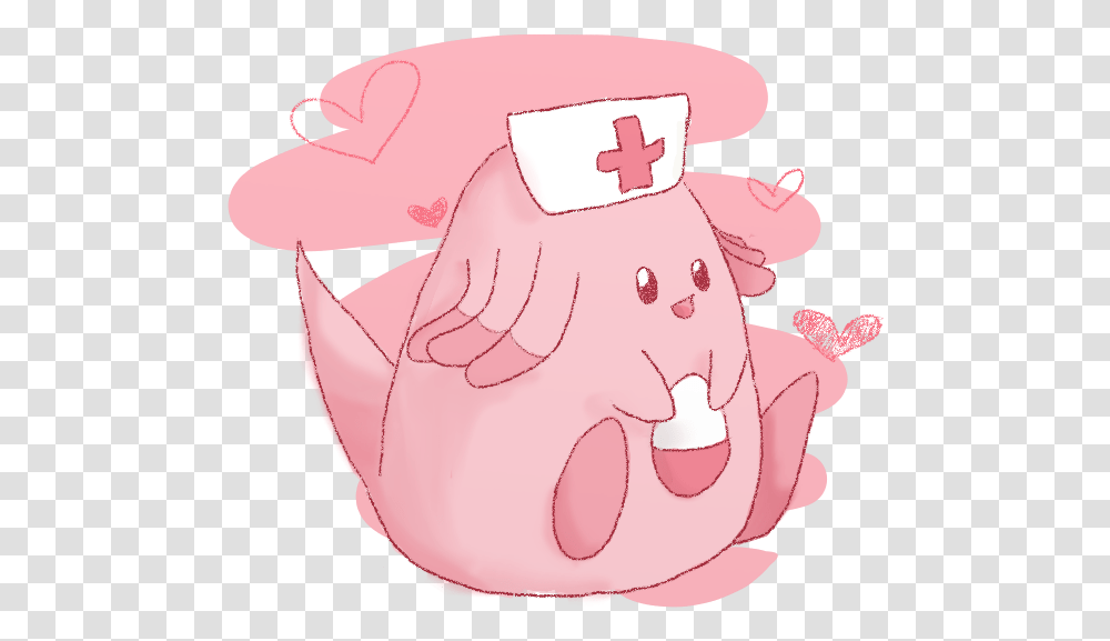 Download Chansey Pokemon Art Pink Cute Cartoon Pink Pokemon Cute, Hand, First Aid, Finger, Piggy Bank Transparent Png